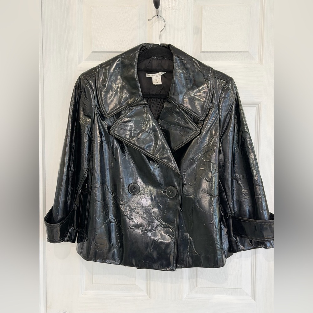 Peter Nygard Shiny Black Pea Coat